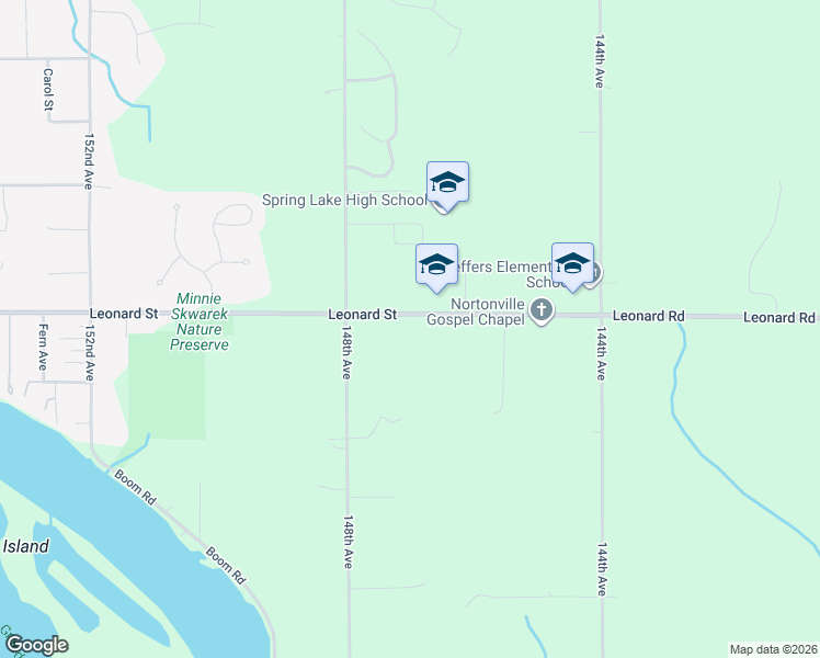 map of restaurants, bars, coffee shops, grocery stores, and more near 14712 Leonard Street in Spring Lake