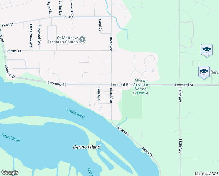 map of restaurants, bars, coffee shops, grocery stores, and more near 15971 152nd Avenue in Spring Lake
