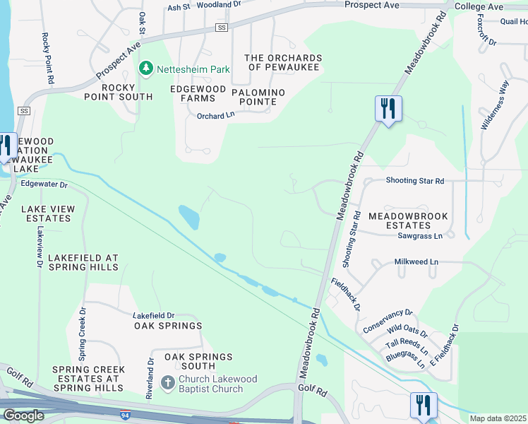 map of restaurants, bars, coffee shops, grocery stores, and more near 27181 Fieldhack Drive in Pewaukee