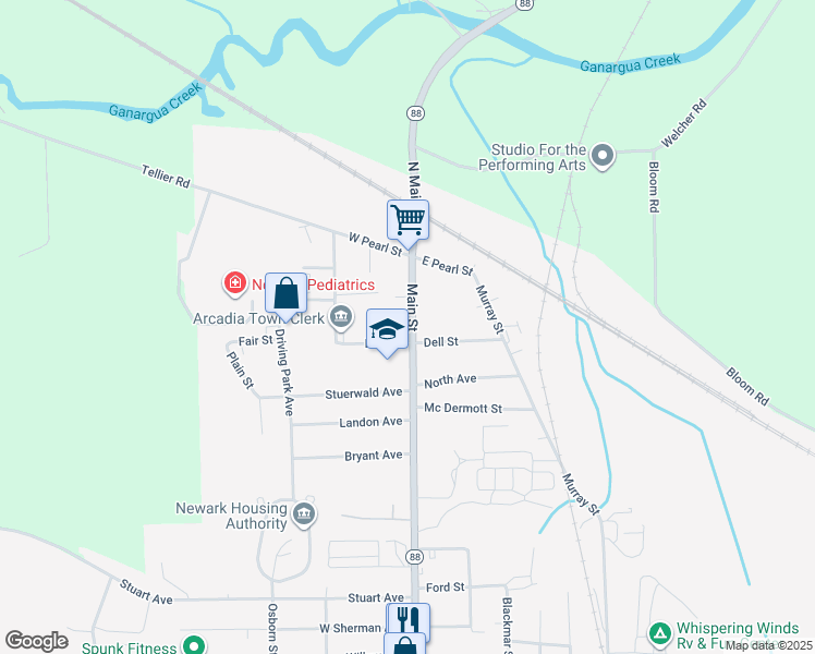 map of restaurants, bars, coffee shops, grocery stores, and more near 1108 North Main Street in Newark