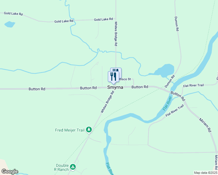 map of restaurants, bars, coffee shops, grocery stores, and more near 9573 Button Road in Belding