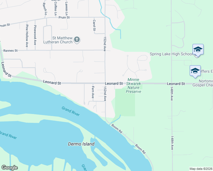 map of restaurants, bars, coffee shops, grocery stores, and more near 15971 152nd Avenue in Spring Lake