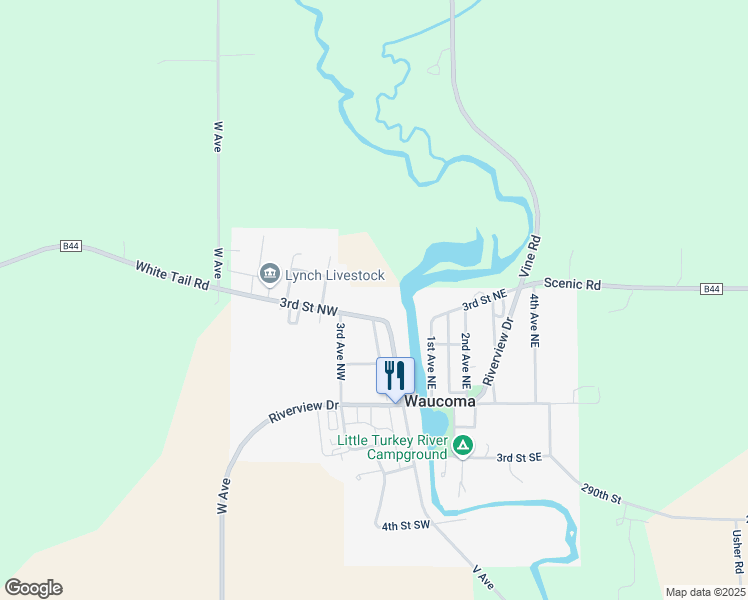 map of restaurants, bars, coffee shops, grocery stores, and more near 191 3rd Street Northwest in Waucoma