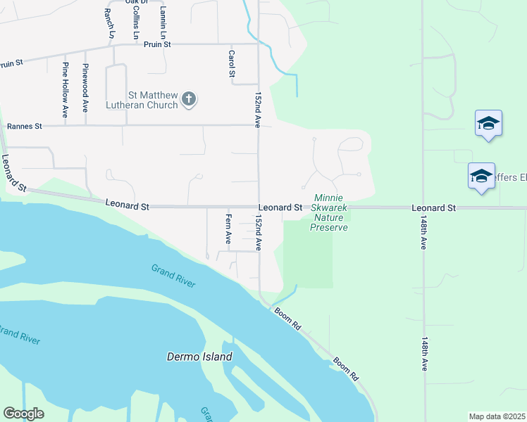 map of restaurants, bars, coffee shops, grocery stores, and more near 15971 152nd Avenue in Spring Lake