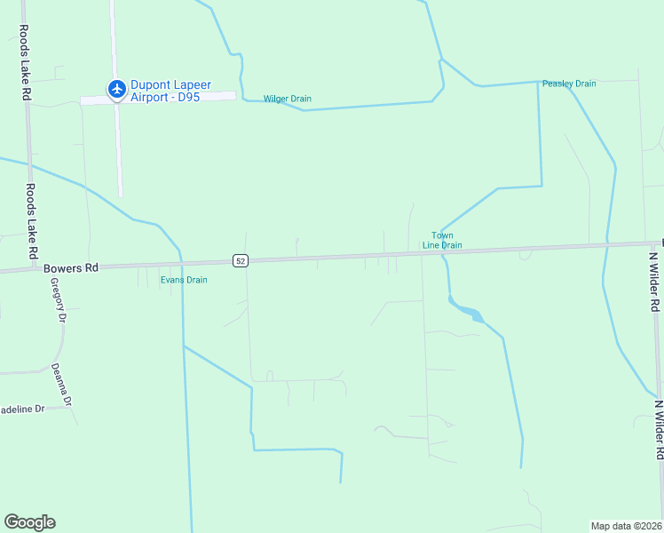 map of restaurants, bars, coffee shops, grocery stores, and more near 2116 Bowers Road in Lapeer