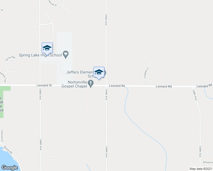 map of restaurants, bars, coffee shops, grocery stores, and more near 15190 Leonard Road in Spring Lake