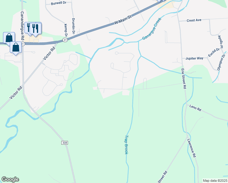 map of restaurants, bars, coffee shops, grocery stores, and more near 101T Paddy Lane in Macedon