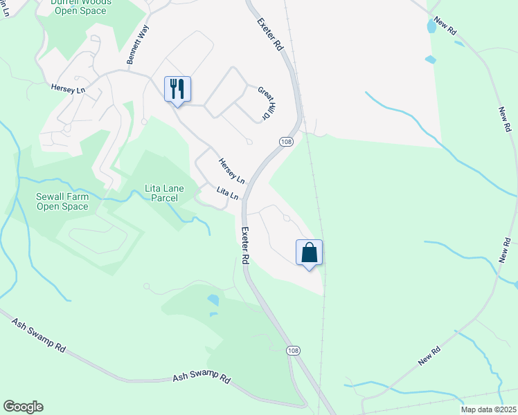 map of restaurants, bars, coffee shops, grocery stores, and more near 175 Exeter Road in Newmarket