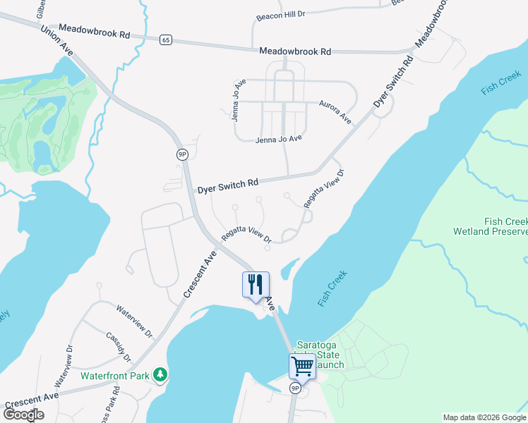 map of restaurants, bars, coffee shops, grocery stores, and more near 3 Doggett Coat Place in Saratoga Springs