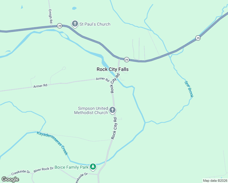 map of restaurants, bars, coffee shops, grocery stores, and more near 1099 Rock City Road in Rock City Falls