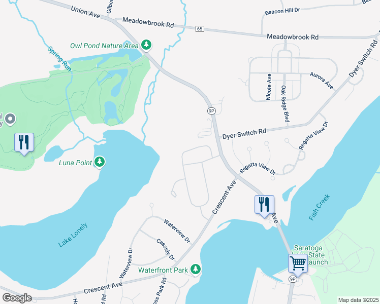 map of restaurants, bars, coffee shops, grocery stores, and more near 13 Sicada Street in Saratoga Springs