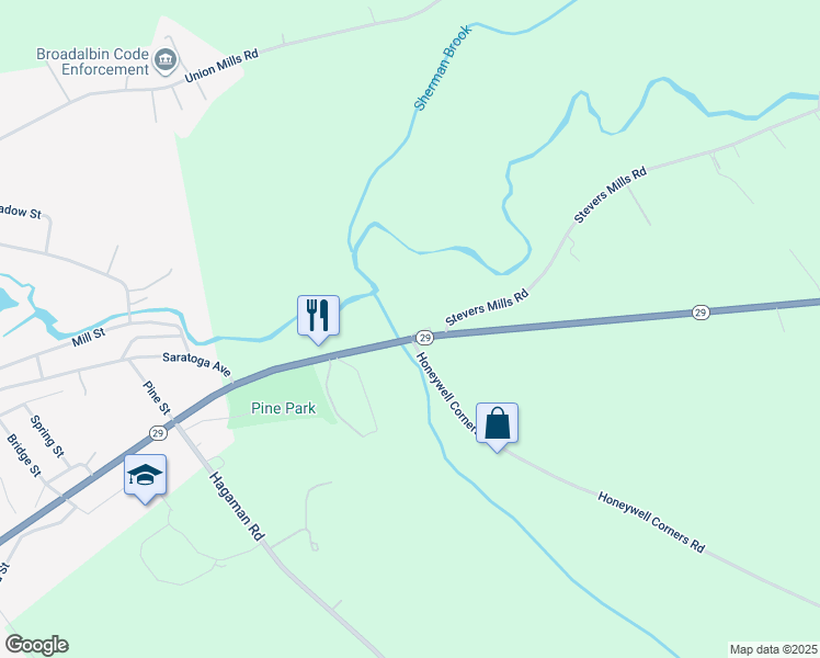 map of restaurants, bars, coffee shops, grocery stores, and more near 798 New York 29 in Broadalbin