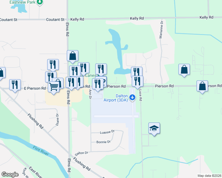 map of restaurants, bars, coffee shops, grocery stores, and more near 6378 West Pierson Road in Flushing