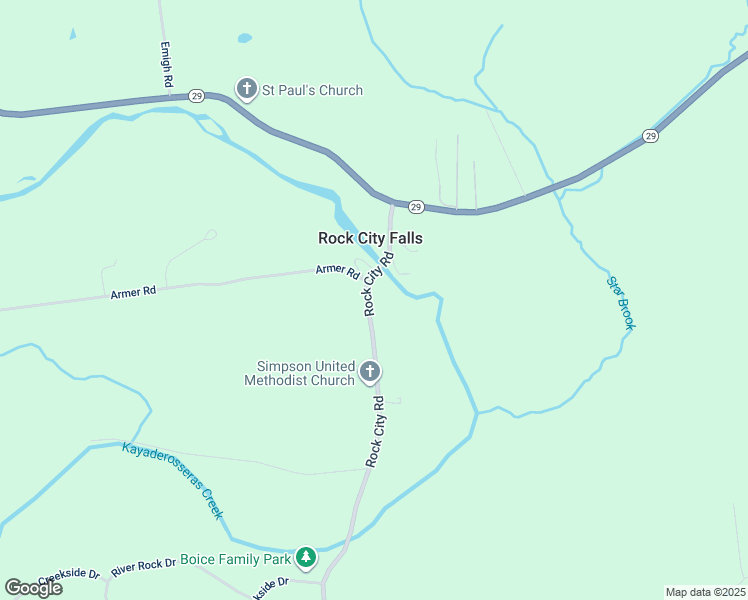 map of restaurants, bars, coffee shops, grocery stores, and more near 1110 Rock City Road in Rock City Falls