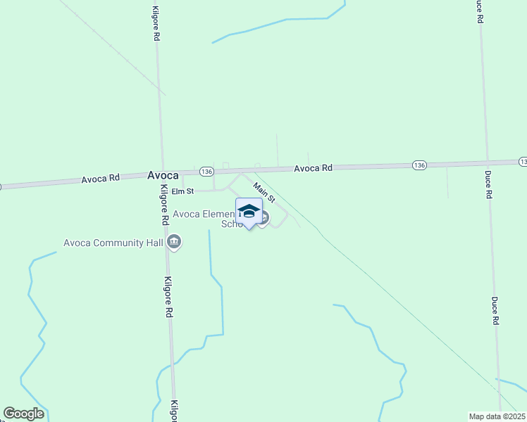 map of restaurants, bars, coffee shops, grocery stores, and more near 8765 Main Street in Avoca