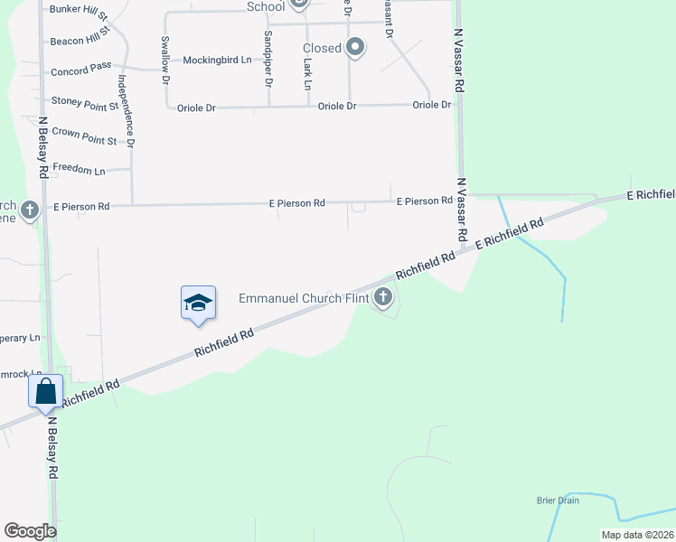 map of restaurants, bars, coffee shops, grocery stores, and more near 6383 Richfield Road in Flint