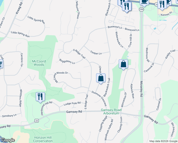 map of restaurants, bars, coffee shops, grocery stores, and more near 14 Inverness Circle in Fairport