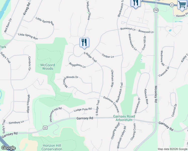 map of restaurants, bars, coffee shops, grocery stores, and more near 14 Inverness Circle in Fairport