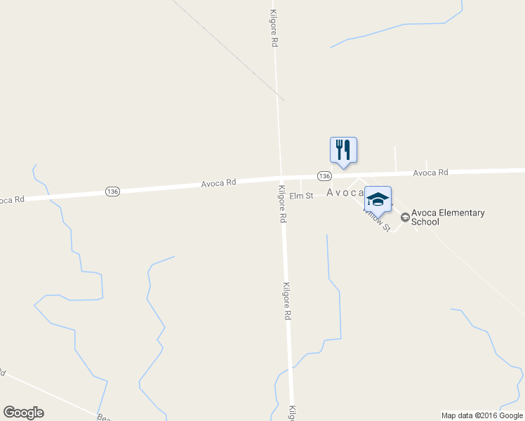 map of restaurants, bars, coffee shops, grocery stores, and more near 5457 Kilgore Road in Avoca