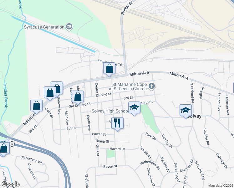 map of restaurants, bars, coffee shops, grocery stores, and more near 403 2nd Street in Syracuse