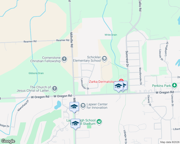 map of restaurants, bars, coffee shops, grocery stores, and more near 2758 Treymore Street in Lapeer