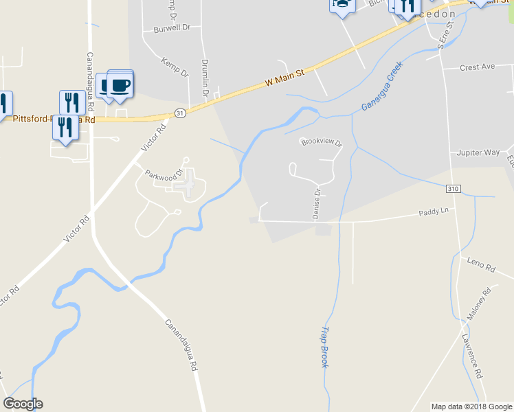 map of restaurants, bars, coffee shops, grocery stores, and more near 138 Paddy Lane in Macedon