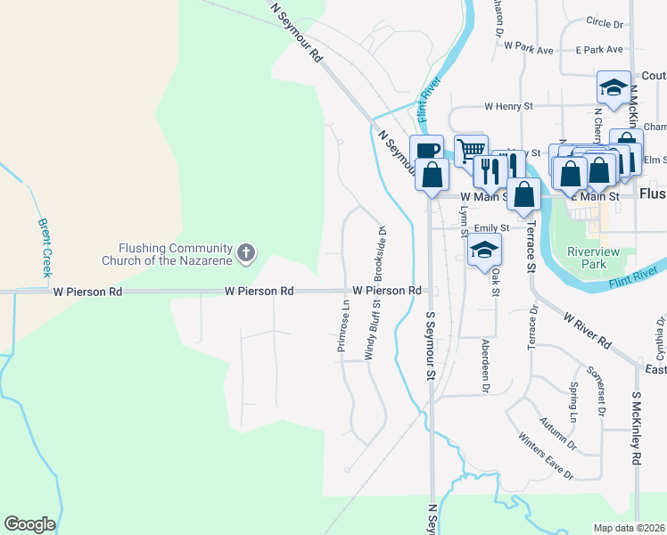 map of restaurants, bars, coffee shops, grocery stores, and more near 223 Primrose Lane in Flushing
