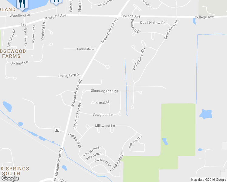 map of restaurants, bars, coffee shops, grocery stores, and more near Shooting Star Road in Pewaukee