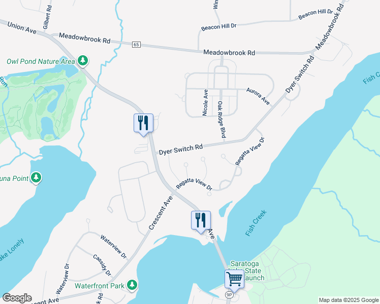 map of restaurants, bars, coffee shops, grocery stores, and more near 14 Dyer Switch Road in Saratoga Springs