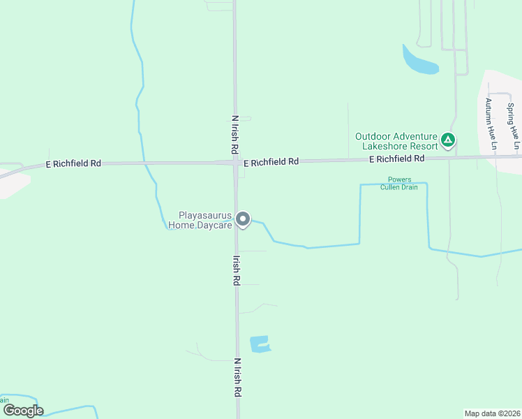 map of restaurants, bars, coffee shops, grocery stores, and more near 3442 North Irish Road in Davison
