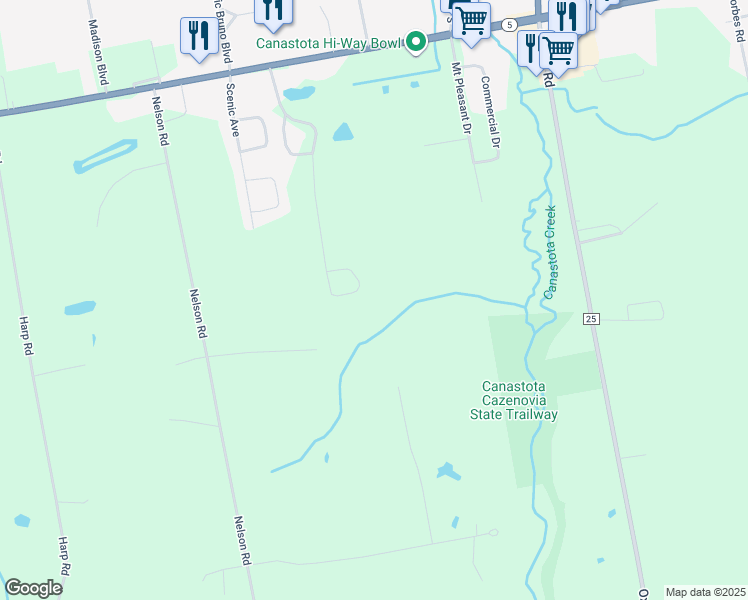 map of restaurants, bars, coffee shops, grocery stores, and more near 486-489 Pheasant Run in Canastota