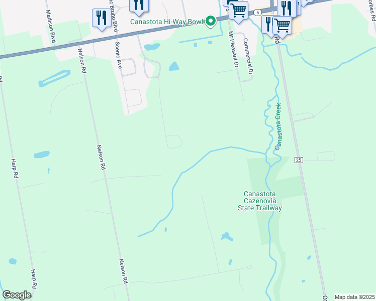 map of restaurants, bars, coffee shops, grocery stores, and more near 486-489 Pheasant Run in Canastota