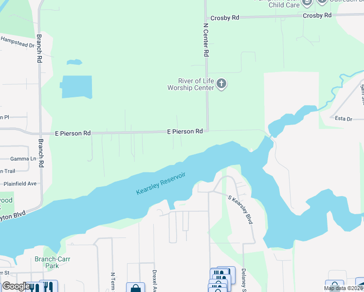 map of restaurants, bars, coffee shops, grocery stores, and more near 3466 East Pierson Road in Flint