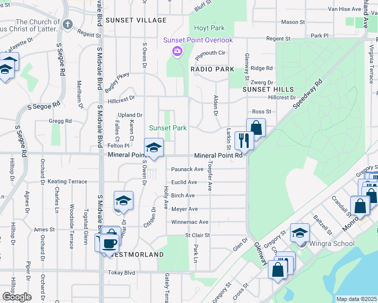 map of restaurants, bars, coffee shops, grocery stores, and more near 337 Westmorland Boulevard in Madison