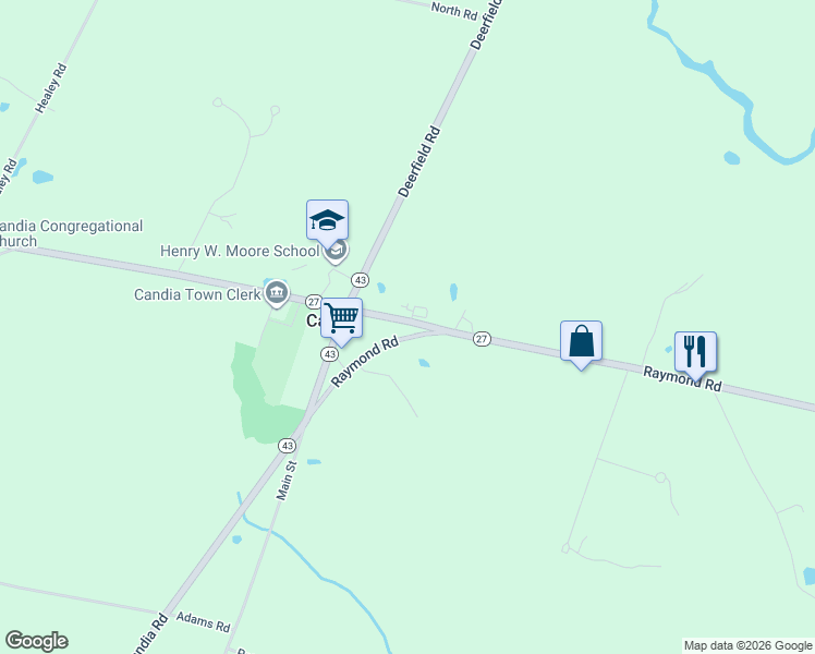 map of restaurants, bars, coffee shops, grocery stores, and more near 20 High Street in Candia