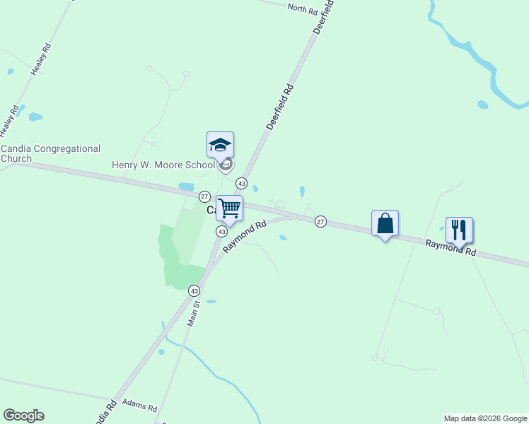 map of restaurants, bars, coffee shops, grocery stores, and more near 20 High Street in Candia