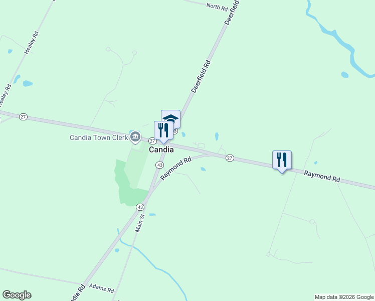 map of restaurants, bars, coffee shops, grocery stores, and more near 20 High Street in Candia