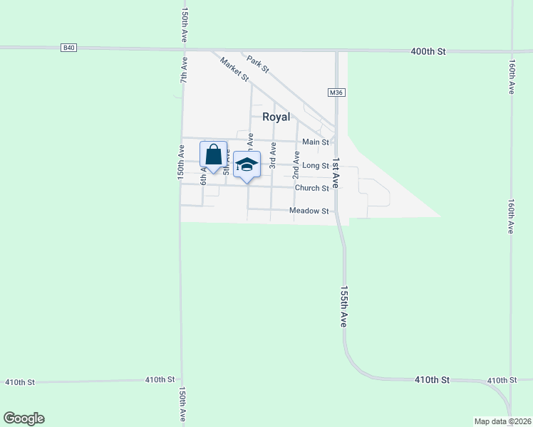 map of restaurants, bars, coffee shops, grocery stores, and more near 402 3rd Avenue in Royal