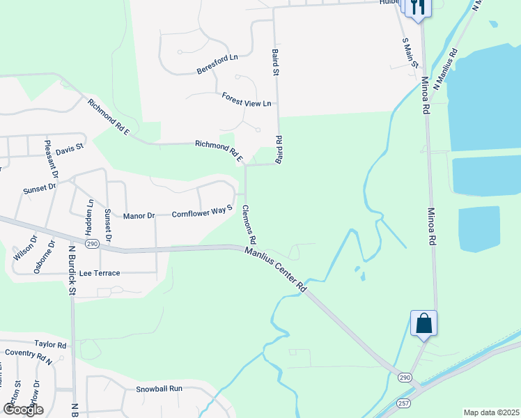 map of restaurants, bars, coffee shops, grocery stores, and more near 5978 Clemons Road in East Syracuse