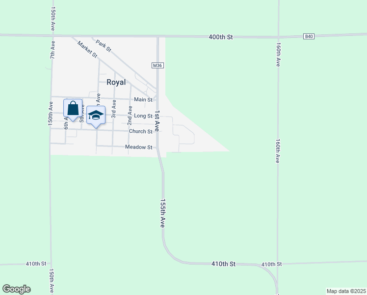 map of restaurants, bars, coffee shops, grocery stores, and more near 201 King Avenue in Royal