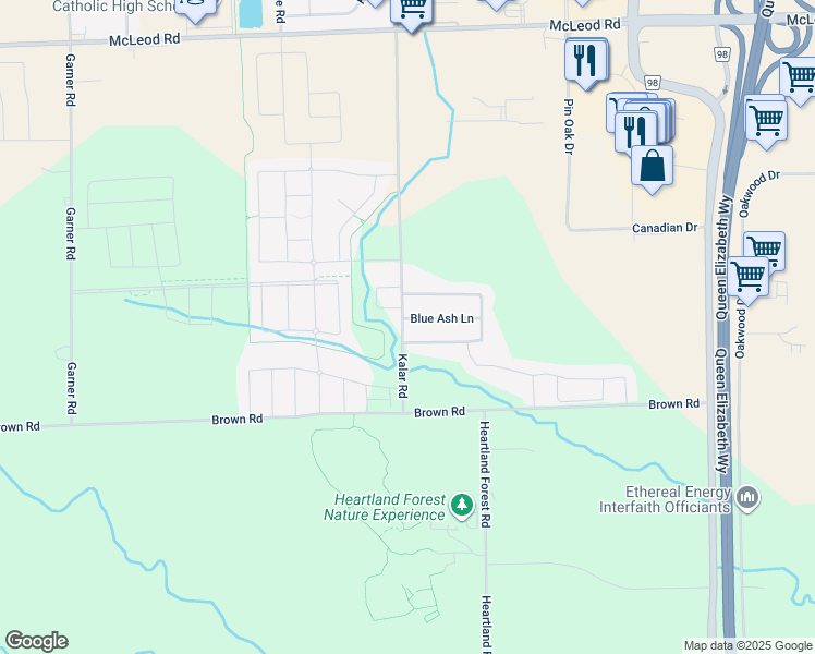 map of restaurants, bars, coffee shops, grocery stores, and more near 8200 Blue Ash Lane in Niagara Falls