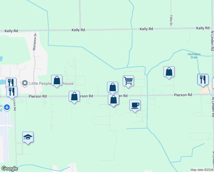 map of restaurants, bars, coffee shops, grocery stores, and more near 5380 West Pierson Road in Flushing