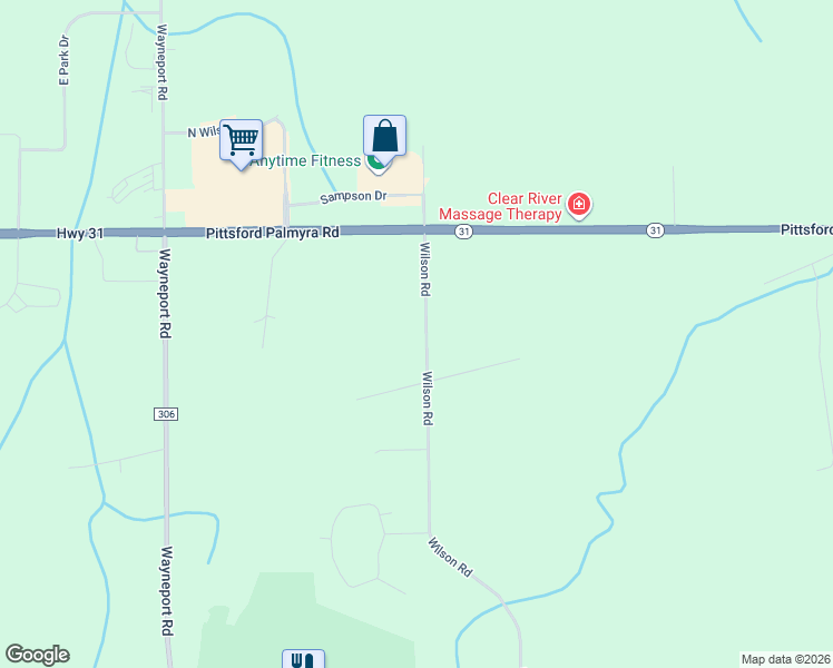 map of restaurants, bars, coffee shops, grocery stores, and more near 1483 Wilson Road in Macedon