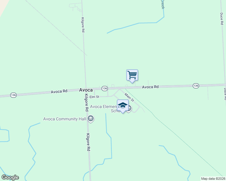 map of restaurants, bars, coffee shops, grocery stores, and more near in Avoca