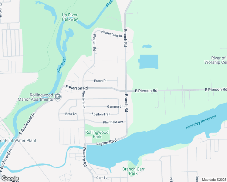 map of restaurants, bars, coffee shops, grocery stores, and more near 3001 East Pierson Road in Flint