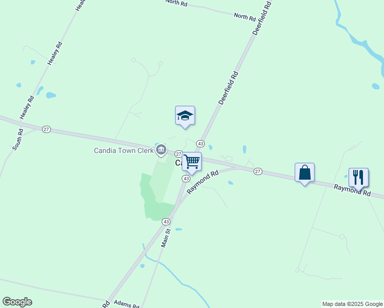 map of restaurants, bars, coffee shops, grocery stores, and more near 45 High Street in Candia