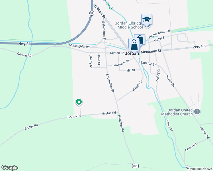 map of restaurants, bars, coffee shops, grocery stores, and more near 54 South Hamilton Street in Jordan