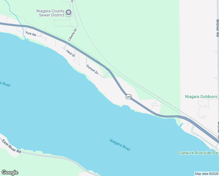 map of restaurants, bars, coffee shops, grocery stores, and more near 2418 River Road in Niagara Falls