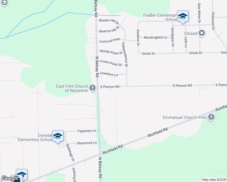 map of restaurants, bars, coffee shops, grocery stores, and more near 6044 East Pierson Road in Flint