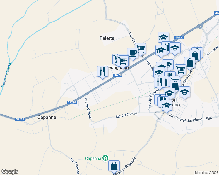 map of restaurants, bars, coffee shops, grocery stores, and more near 19 Via Ivano Fora in Perugia